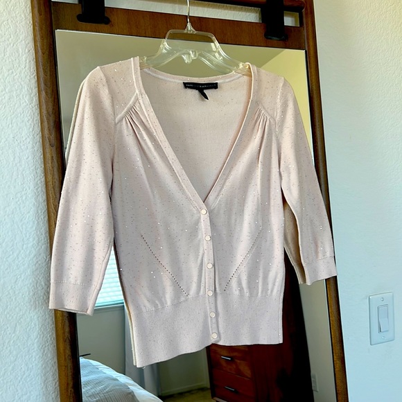 WHBM Blush Pink Sparkle V Neck Cardigan - Picture 1 of 2